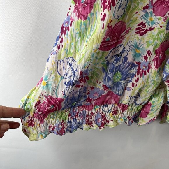 Sunny Taylor Womens Blouse Top Size 1X Multicolor Sheer Floral Button-Down - Picture 6 of 10